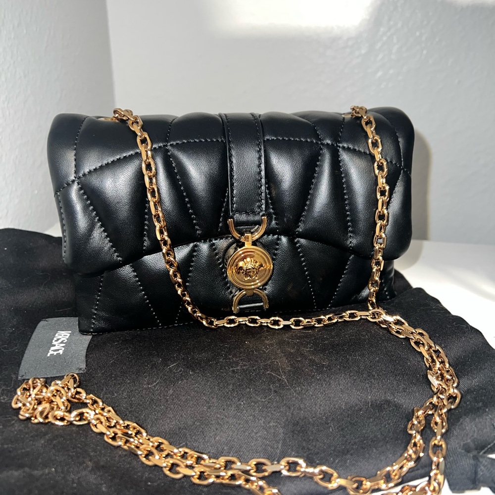 Versace Black Quilted Chain Bag